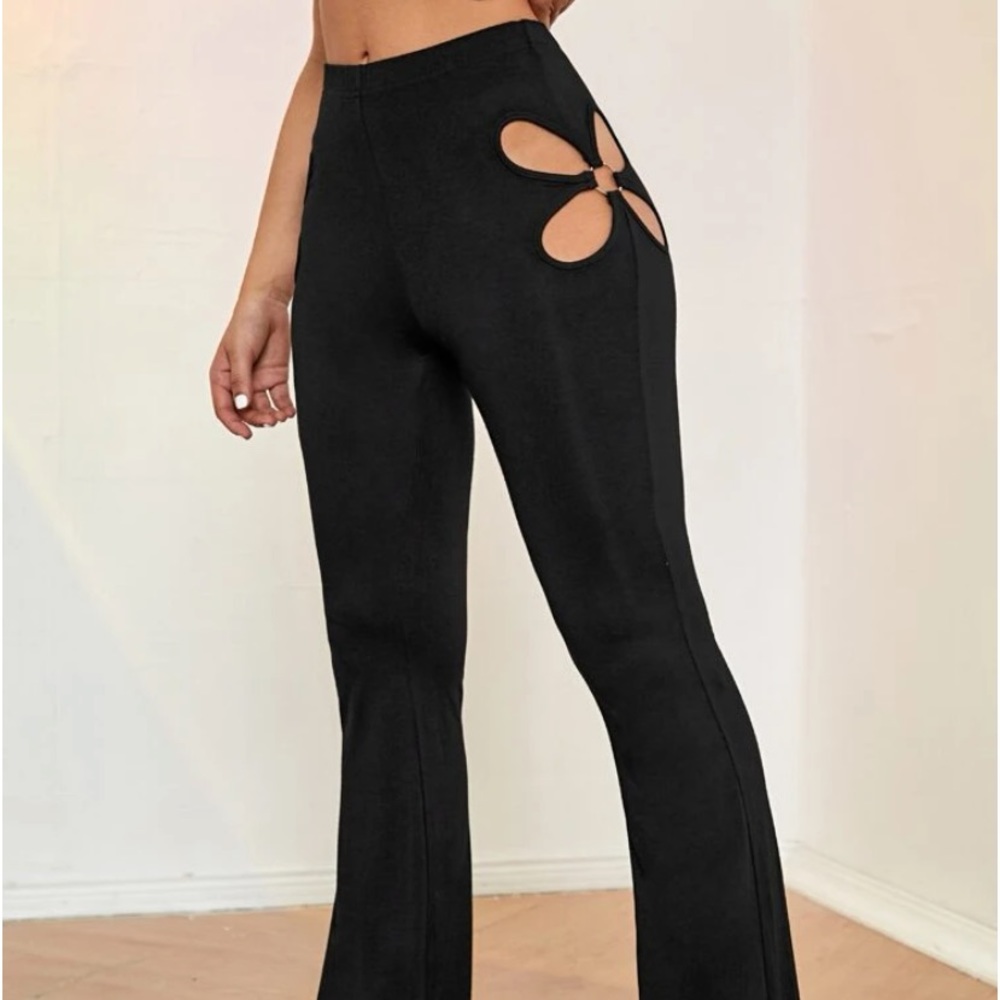 Flower Cut Out Flare Leg Pants